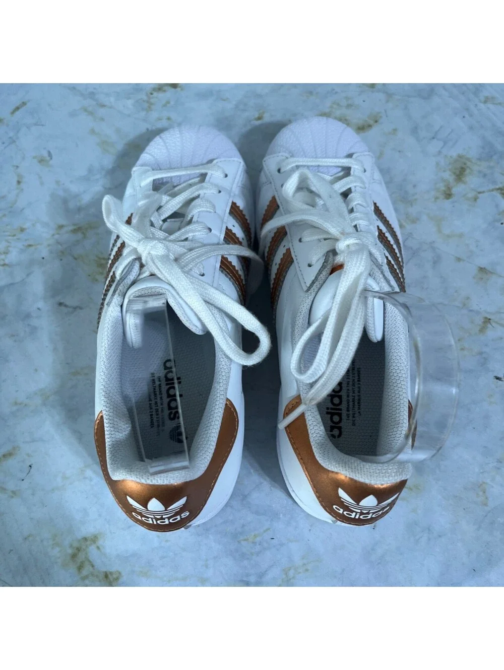 Adidas Superstar Women's Size 6.5 Shoes White Copper Casual Low Top Sneakers